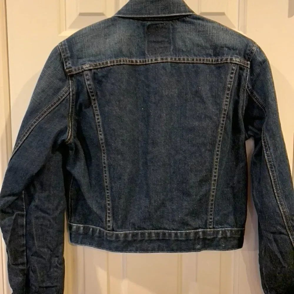 Red Engine Cropped Long Sleeve Jean Jacket - Picture 5 of 7
